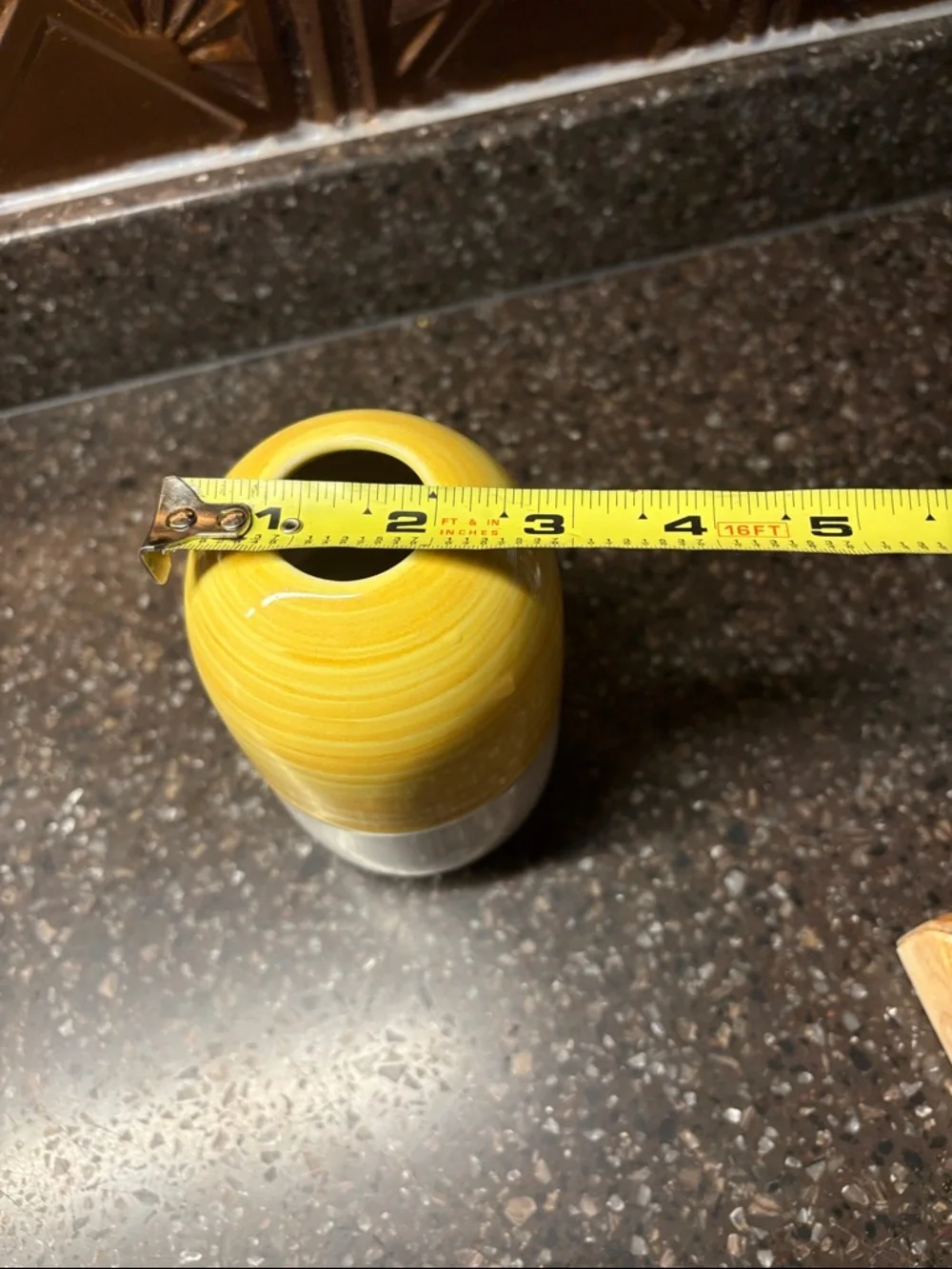 IKEA Yellow and White Ceramic Accent Vase